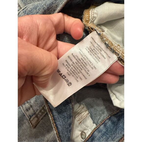 Free People Light Blue Distressed Button Fly Cut Off Cotton Denim Shorts Size 29 - Picture 6 of 6